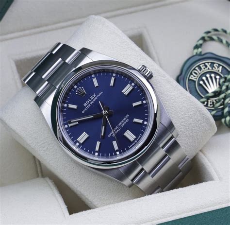 rolex blue face oyster perpetual.